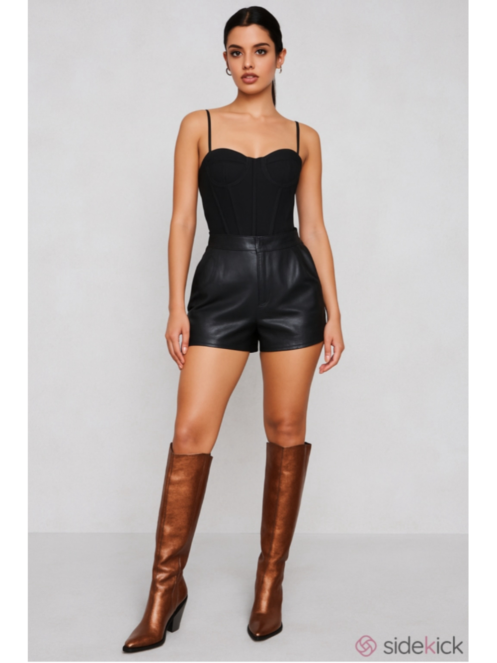 Free People Leather Triple Crown Knee High Boot In Bronze Metallic Size 6.5